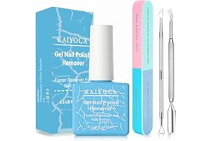 KAIYOCA Quitaesmalte de uñas de gel de 15 ml, quitaesmalte con lima de uñas y raspador de esmalte de uñas, polvo acrílico para quitaesmalte de uñas, no daña las uñas