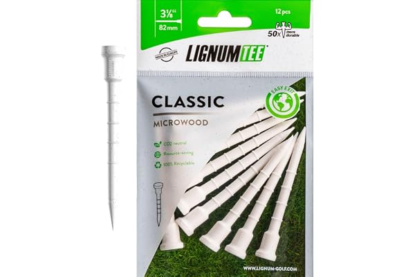 LIGNUM Tee – klassiska golftees – sportgolf-tees – anti-spinning, biobaserat mikroträ, 50 x hållbar