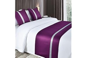 Eseriallen Bed Runner King Size,Purple Bed Runner For of Luxury Hotel Grade 2 Pillowcases(50X50cm)