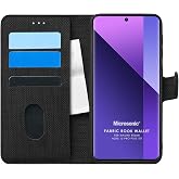 Microsonic Xiaomi Redmi Note 13 Pro Plus 5G i&ccedil;in Kılıf Fabric Book Wallet Siyah [Redmi Note 13 Pro Plus 5G ile Uyumlu Kılıf -