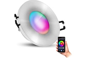 SSC-LUXon Beda - Faretto LED IP65, extra piatto, per esterni e bagno, con lampada Wi-Fi Smart RGB CCT, compatibile con Alexa, Siri & Google