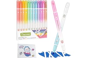 GHYUI Evidenziatori Cancellabili, 12 Pezzi Evidenziatori a Doppia Testa Per Scrittura Liscia, Punta a Scalpello Colori Assortiti Pennarelli Ad Alta Luminosità, Evidenziatori a Doppia Punta Set