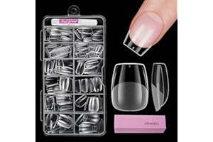 Venares Extra Kurze Nageltips für Gelnägel, 120 Stück Gel Nagel Tips Kurz 12 Größen Vollständige Abdeckung Weiche Gelspitzen Nagelspitzen Tips Nägel, Pre=buff Fingernail Extension Tips