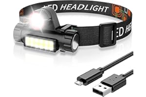 Lovcoyo Head Torch Rechargeable, Lightweight Super Bright LED Headlamp with 4 Lighting Modes, Zoomable Waterproof Headlight for Camping/Fishing/Hiking/Reading/Dog Walking/Emergency