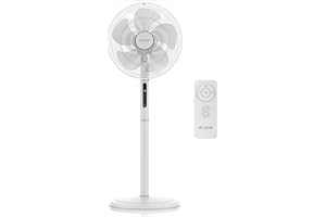Brandson - DC Standventilator energiesparend ECO - Preisträger 2025 - sehr leise - mit Fernbedienung - Brushless Silent Motor - Oszilation 80° - Ventilator Timer – 12 Stufen