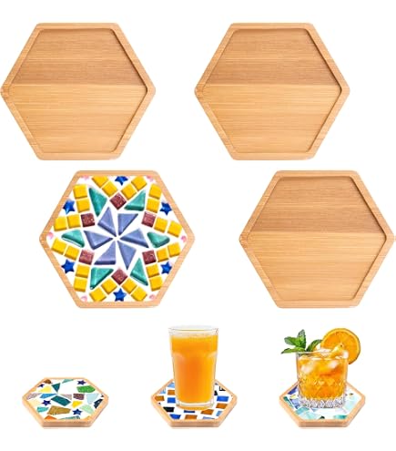 8 Sottobicchieri In Bambù Per Mosaico Fai Da Te – Ciotole Vuote Per Decorazioni, Piante E Candele – 11,5 Cm, Forma Di Fiore