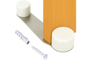 Brinox Tope de Puerta Giratorio con Adhesivo y Tornillo, Acero Inoxidable, Color Blanco, Protección de Paredes y Muebles, 1 Unidad