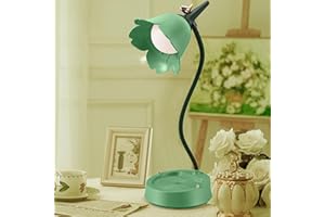 Ckbuity LED Flower Lamp Cordless Table Light, Cute Desk Lamp Touch Lamps Bedside, 3 Color Modes Desk Lamps for Bedroom, Rechargeable Eye Protection Night Light for College Dorm(Green)