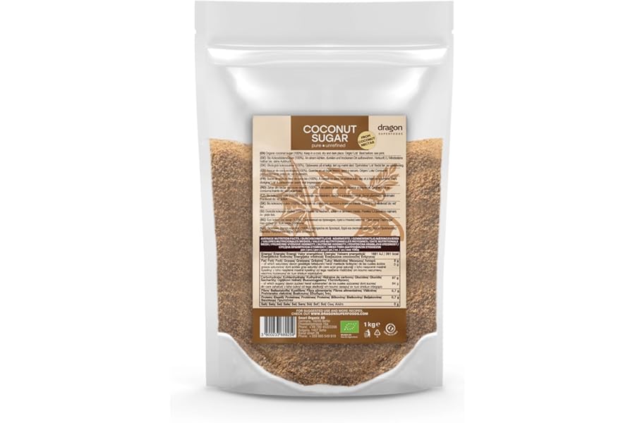 Dragon Superfoods Coconut Sugar - 100% Organic, Bio, Vegan and Gluten Free - 1kg