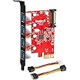 Inateck Carte Contrôleur PCI Express USB 3.0 4 Ports PCI-E vers USB 3.0 avec 4pin vers 2x15pin câble et 15pin vers 2X SATA 15