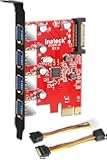 Inateck Carte Contrôleur PCI Express USB 3.0 4 Ports PCI-E vers USB 3.0 avec 4pin vers 2x15pin câble et 15pin vers 2X SATA 15pinY-Cable Compatible Windows XP/Vista/7/8/10