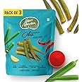 Super Munchies vacuum cooked Masala Okra Chips - High Fiber, Source of Protein,Vegan, Gluten Free, No Added MSG, No Preservatives, Zero Trans Fat (Pack of 3)