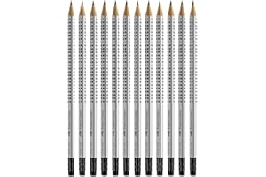 Faber-Castell Blacklead Pencil GRIP 2001 HB With Eraser Tip Pack Of 12, Black, Grey