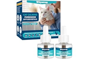 Woyamay 2 Pack Cat Calming Plug-in Refill, Calming Cat Pheromones Diffuser Refill - Cat Calming Diffuser Refills Relieve Anxiety & Stress 2 Month Supply, Fits All Common Diffuser Heads