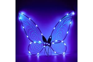 NICEYOEUK Fairy Wings Light Up Butterfly Fariy Wings Costume Girls Halloween Dress Up LED Sparkly Sheer Elf Angel Wings for Adult Kids (Purple Light Wings)