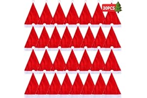 ENCOUN 30 Stück Weihnachtsmütze, Weihnachtsmützen Nikolausmütze, Weihnachtsmütze Set, Dehnbar Weihnachts Mütze, Weich und Bequem Weihnachtsmütze für Erwachsene Weihnachtsfeier