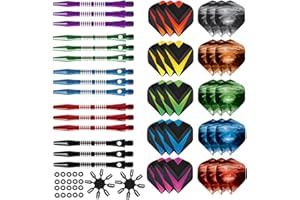 AIQILAI Darts Flight And Dart Aluminum Shaft Set, 30 Pcs Dart Flights And 15 Pcs Dart Aluminum Shafts, 20 Pcs Rubber O-Rings, Darts Flights Portector | Professional Dart Accessories