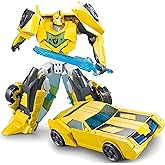 Giffy/Oyuncak Metal G&ouml;vdeli 20 Cm Araba Ve Tıra D&ouml;n&uuml;şen Robot Optimus Ve Bumblebee Model D&ouml;n&uuml;şen Robotlar AutoBots (Sarı)