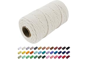 Uiopa Hilo Macrame 5mm x 100m, Cuerda Macrame Gruesa Cuerda de Algodon Natural, Cordel Colores Hilo de Algodón para Manualidades, Macrame Pared, Cortinas, Colgar Plantas, Colgar Fotos (Natural)