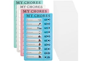 UNPOTEN 4 Stück Checklisten Memo-Board mit 40 Blanko-Ersatzpapier, Wiederverwendbare Memos für Kinder, Aufgabenliste Tafel für Organisation, Planungstafeln für Kinder, Tragbare Zeitpläne