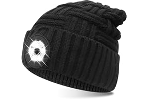 COTOP Cappello Uomo Illuminato Berretto 4 LED, Cappello con Luce LED Cappello Uomo Donna Invernali Berretto a 3 Livelli di luminosit LED Beanie cap per Alpinismo Campeggio