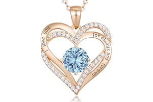 CDE Forever Love Heart łańcuszek na szyję ze srebra wysokiej próby 925, platerowany różowym złotem, wisiorek z kamieniem urodzinowym, biżuteria damska z cyrkonią sześcienną 5A