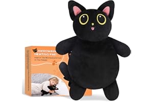 RONSTONE Coussin Chauffants micro-ondes 36 x 30 cm - Mini-coussin en grains noir mignon, pour Soulager les maux de dos, ventre et de cervicales par la chaleur, coussin en grains pour femmes, enfants et bébés