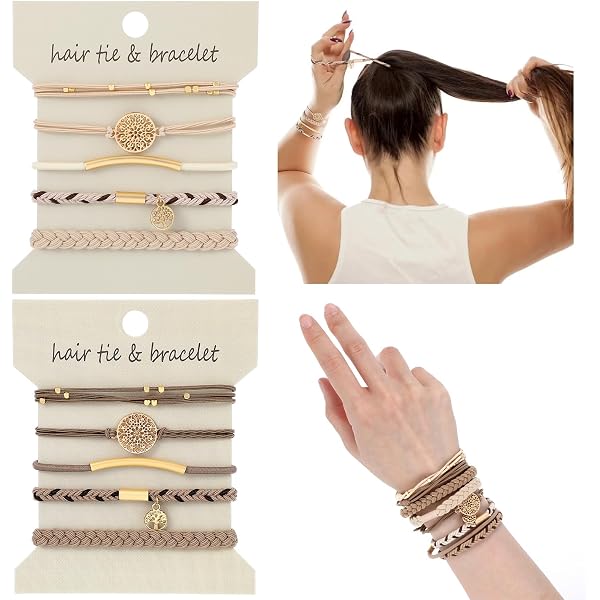 28 Stück Boho-Haargummis Set – Geflochtene Elastische Armbänder, 6 Stile, Mehrfarbig