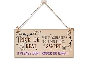 THE PLUM PENGUIN No Trick or Treaters But Don't Knock or Ring Halloween Do Not Disturb Sign Handmade Wooden Hanging Wall Plaque Gift Hallway Home Décor