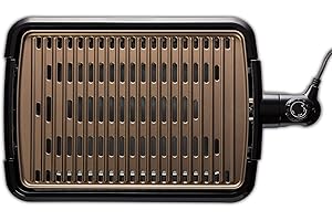 George Foreman 25850 - Barbecue elettrico senza fumo, per interni e griglia con vassoio antigoccia integrato