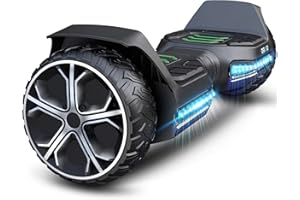 GYROOR Hoverboards , 6.5 inch 250W All Terrain Offroad,Self Balancing Hover Board w/ Bluetooth Speaker,APP Control,Glowing LED Lights,Non-slip Hover Boards,for Xmas Birthday, Black C (G5-Black)