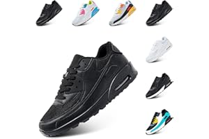 HITMARS Mens Trainers Ladies Womens Running Shoes Gym Athletic Sports Jogging Fashion Sneakers Lightweight Cushioned Shock Absorbing Breathable Black White Pink 3.5-12 UK