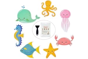 Secopad Adesivi Antiscivolo per Vasca da Bagno, 14 Pezzi, Grandi, Adesivi marini, per Bambini, per Doccia e Vasca da Bagno, con Raschietto di Alta qualità