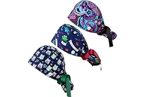 DAMX Schrubben Kappe mit Knöpfen, Chirurgische Kappe für Damen Männer, Op-Haube aus Stoff Langhaar, Verstellbar Op Kappe Zahnarzt Doktor Krankenschwester Arbeit Kappe für Labor Kochmütze