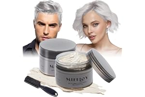 MIFELOY 2 Stück Weiß Haartönung Temporäre Haarfarbe mit 1 Bürsten, Frauen Männer Styling Haartone Wax, Instant Hair Cream Mud Natürliche Frisur Pomade, Halloween Party Cosplay Haar Wachs