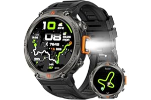 ADIVAX GPS Smartwatch Militare Uomo Impermeabile 3ATM con Torcia LED Bussola, 1,45" HD Rugged Smartwatch Orologio con Chiamate Bluetooth, Fitness Watch con Cardiaca SpO2 Notifiche WhatsApp per Android iOS