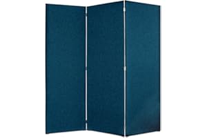 DESHOME - Separe divisorio interno dal design moderno, tessuto idrorepellente struttura in legno 3 ante - Separè divisorio paravento richiudibile pieghevole (Blu)