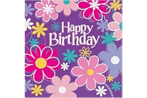 Unique Party 40272 - Serviettes en Papier - 16,5 cm - Fête à thème Anniversaire Fleur - Paquet de 16
