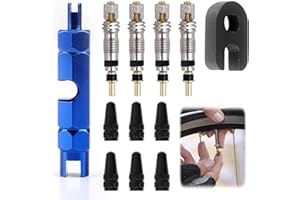RUMGUG Kit de 12 Pièces pour Valves Tubeless VTT, Inclut Noyaux de Valve Presta, Outil Démonte Obus, et Adaptateurs de Pompe à Vélo - Solution Universelle pour la Réparation (12 Pcs)