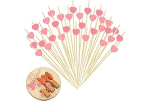 FNZBSY Pink Heart Cocktail Sticks, 100Pcs Wooden Toothpick, Colored Food Decoration Canape Sticks, Toothpicks for Home Party, Valentine's Day Mother's Day Birthday Party