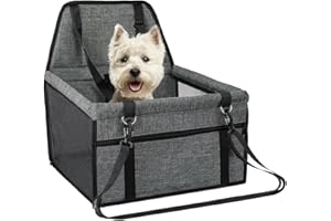 UHOUSEST Dog Car Seat, Portable and Foldable Carrier Basket, Oxford Breathable Folding Soft Washable Travel Bags for Dogs Cats Small Pet Car Seat, Dark Grey