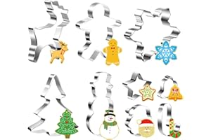Joyoldelf Cortadores Galletas de Navidad - 9 Piezas Moldes Para Galletas, DIY Moldes NiñOs Para Sandwiches de Frutas y Verduras Divertida, Personalizado Cortador de Tartas de Acero Inoxidable