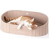 FUKUMARU Kratzbrett für Katzen, 61 cm Kratzpappe in Sofa-Form, Umkehrbares Katzenbett, Runde Kratzpads aus hochwertiger Filz