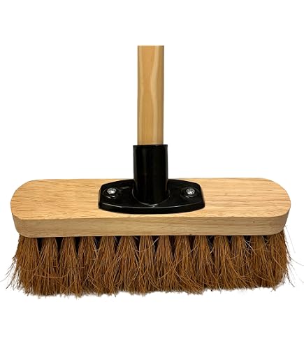 Outdoor Broom With Long Handle – Yard Brush With Stiff Bristles For Garden Sweeping