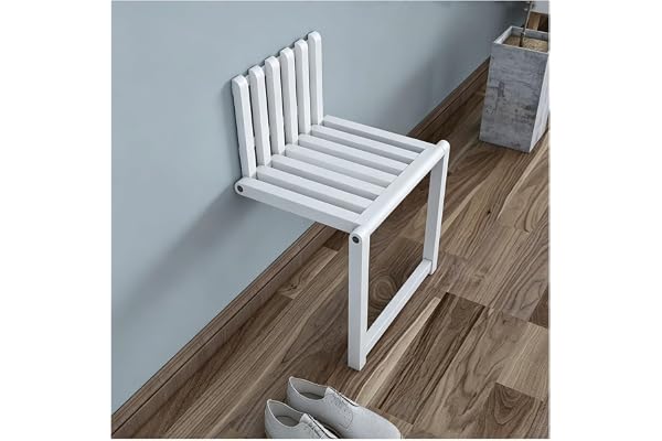 Ultratunn 4 cm Vägghängd Hopfällbar Stol Diskret Pall I Massivt Trä för Skobytet med Benstöd Som Kan Fällas Ned 90° Maxbelastning 150kg Extra Bred Sits Skobänk för Hallen