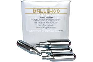BALLIIHOO HOMEBREW BALLIIHOO 16 Gram Threaded Food Grade Co2 Pressure Top Up Cartridges/Bulbs - Pack of 5