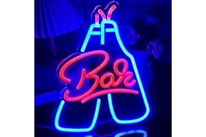 RAINDEE BAR Neon Sign Beer Neon Sign Blue Pink Led Neon Sign for Wall Decor USB Bar Sign Decor for Bar Nightclub Restaurant Festival Celebration Decor Wedding Party Sign