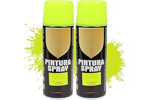 Etrexonline Pintura Spray Multicolor Profesional 400ml Adecuado Metal Madera y Plástico - Color Amarillo fluorescente (Paquete de 2)
