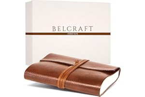 Belcraft Tivoli Diario/Taccuino in Pelle riciclata, Realizzato a mano da Artigiani Toscani, Include Scatola Regalo, A5 (15x21 cm) Marrone Chiaro