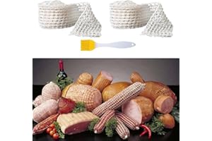 Fokroin 2PCS Filet à Viande, Rouleau de Filet à Viande, Filet à Rôtir, Filet à Charcuterie, Filet à Roti Elastique, Filet De Cuisson pour Viande, pour Fumer Rôtir et Mariner la Viande(4.5 cm x 3 m)